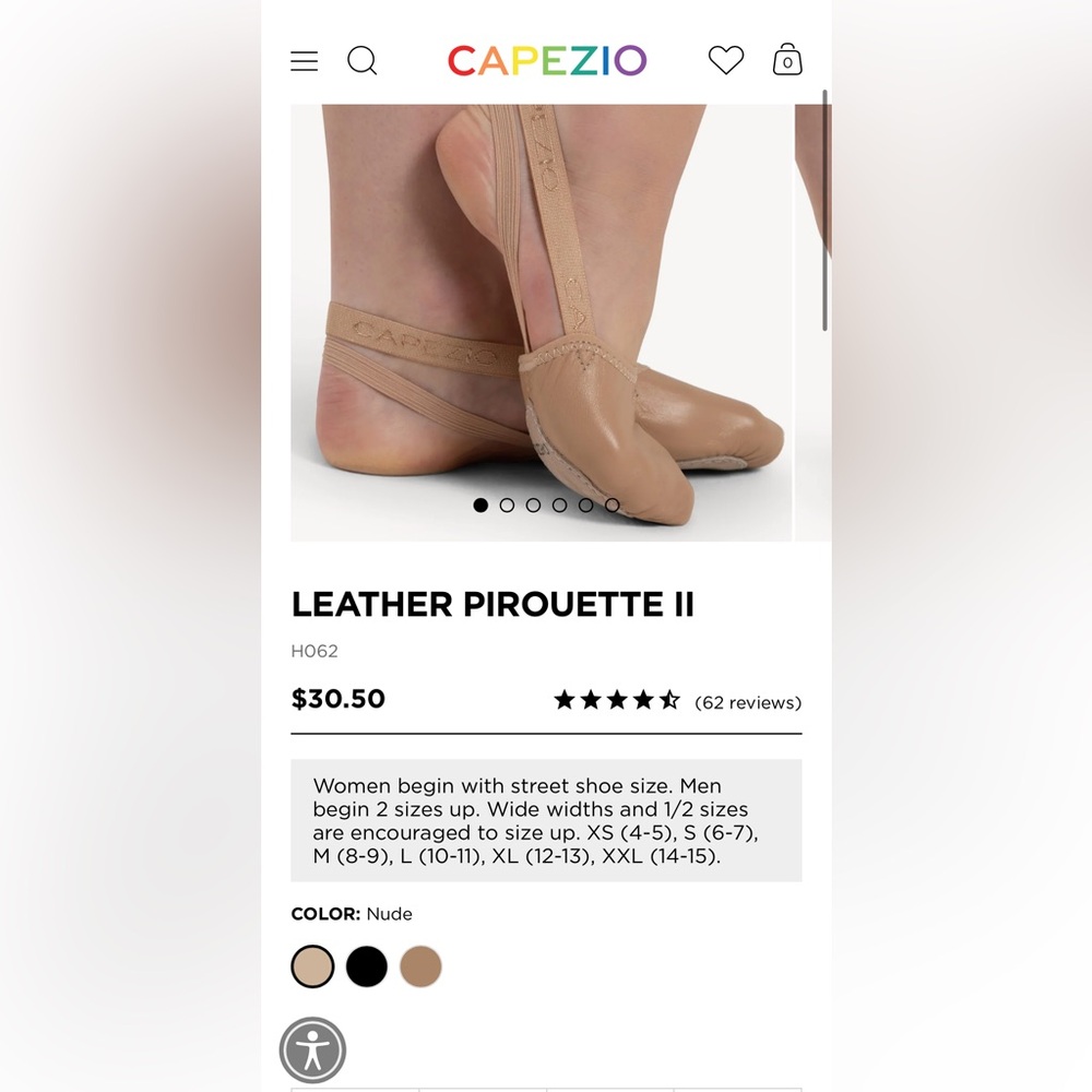 Capezio Leather Pirouette II Tan Women Shoes Size XS